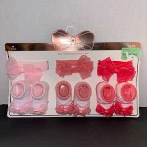 First Steps 6pc Baby Headwrap & Sock Set 0-6M